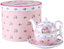 Vintage Rose Flower Victoria Flora Porcelain Tea for One Teapot and Cup suacer in Gift Box (Pink)
