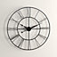 Vintage Round Large Silent Roman Numeral Metal Wall Clock for Bedroom and Kitchen 60cm