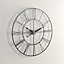 Vintage Round Large Silent Roman Numeral Metal Wall Clock for Bedroom and Kitchen 60cm