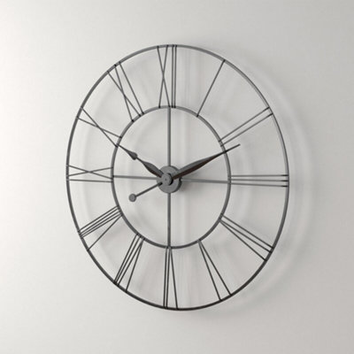 Vintage Round Large Silent Roman Numeral Metal Wall Clock for Bedroom and Kitchen 80 cm