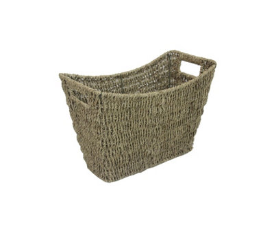 Vintage Seagrass Magazine Storage Rack - Brown