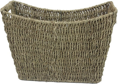 Vintage Seagrass Magazine Storage Rack - Brown