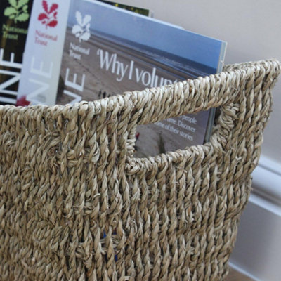 Vintage Seagrass Magazine Storage Rack - Brown - 4