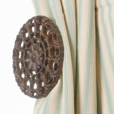 Vintage Set of 2 Cast Iron Curtain Tie Backs Curtain Holders
