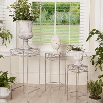 Vintage Set of 3 Indoor Iron Decor Plant Stand Tables