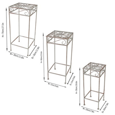 Vintage Set of 3 Indoor Iron Decor Plant Stand Tables