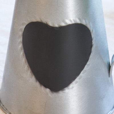 Vintage Silver Jug Table Hallway Decoration Flower Vase with Chalkboard Heart - 3