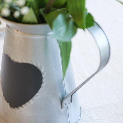 Vintage Silver Jug Table Hallway Decoration Flower Vase with Chalkboard Heart - 4