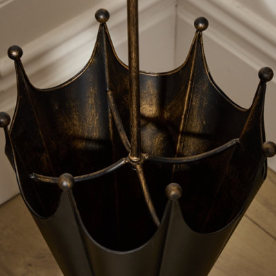 Vintage Small Black and Gold Umbrella Holder Stand - 3