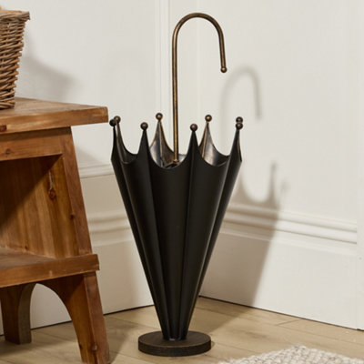 Vintage Small Black and Gold Umbrella Stand