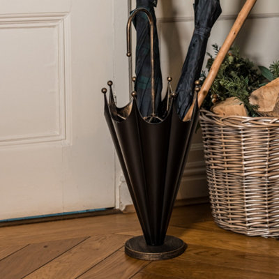 Vintage Small Black and Gold Umbrella Stand