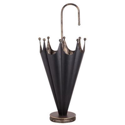 Vintage Small Black and Gold Umbrella Stand