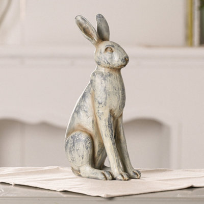 Vintage Small Grey Rabbit Hare Ornament Decorative