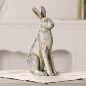 Vintage Small Grey Rabbit Hare Ornament Decorative