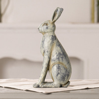 Vintage Small Grey Rabbit Hare Ornament Decorative
