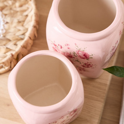 人形 rose pink Vintage Small Rose Pink Indoor Flower Vase H14 x Dia12cm