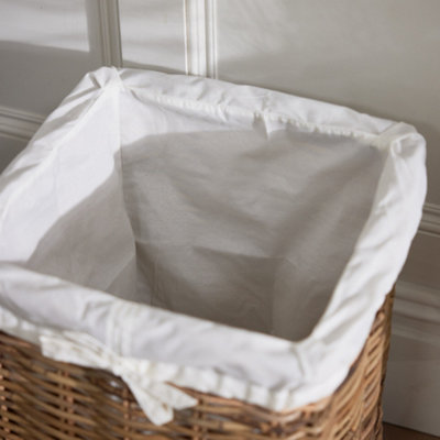Vintage Small Square Rattan Laundry Hamper Basket - 3