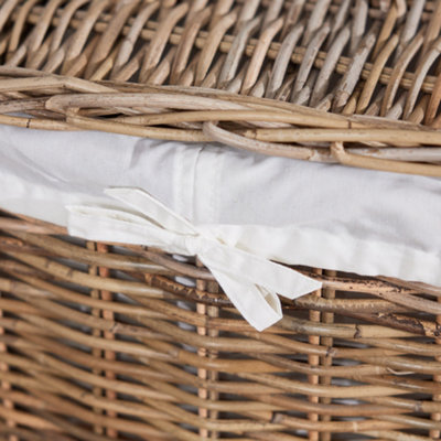 Vintage Small Square Rattan Laundry Hamper Basket - 6