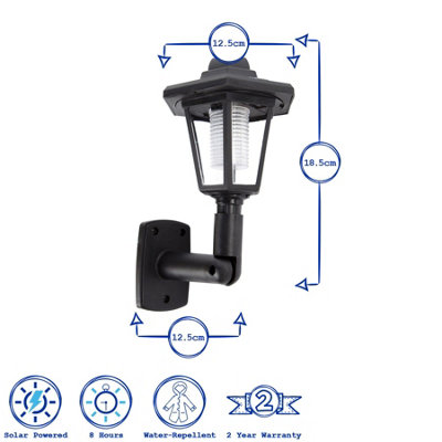 Vintage Solar Wall Lantern - Black