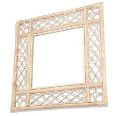 Vintage Square Rattan Mirror in Natural (H)61cm x (W)61cm