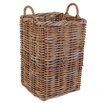 Vintage Square Rattan Umbrella Stand Basket