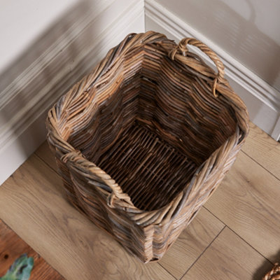 Vintage Square Rattan Umbrella Stand Basket - 3