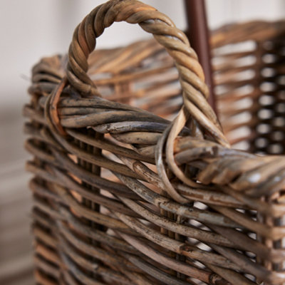 Vintage Square Rattan Umbrella Stand Basket - 4