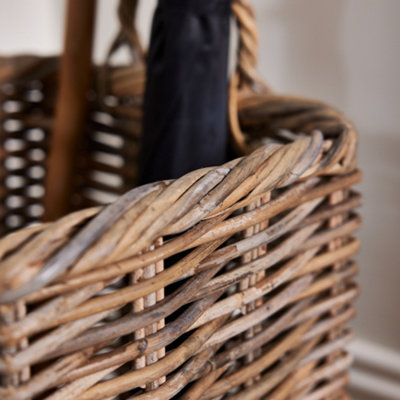 Vintage Square Rattan Umbrella Stand Basket - 5