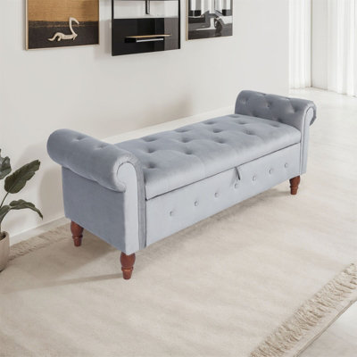 Bedroom Bench Bennium 46 Inch Ottoman Bench Button-Tufted Bench, Oval ...