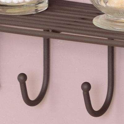 Vintage Style 3 Tier Bathroom Shelf  Wall Mounted Storage Unit with Hooks Multi-Purpose Ornate Scrolled Organiser Shelf - 5