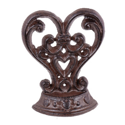 Vintage Style Antique Door Stopper Heavy Duty Cast Iron Scrolled Heart Decorative Door Stop