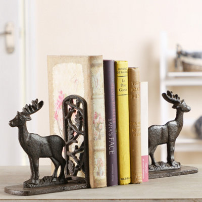 Vintage Style Antique Pair of Cast Iron Stag Bookends DIY at B&Q