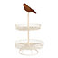 Vintage Style Bird Topped Double Tier Cupcake Stand Serving Platter Sweet Stand Gift Idea