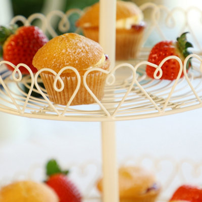 Vintage Style Bird Topped Double Tier Cupcake Stand Serving Platter Sweet Stand Gift Idea - 4