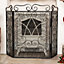 Vintage Style Black Fire Screen, Fire Guard with Coal Bucket & Matches Canister