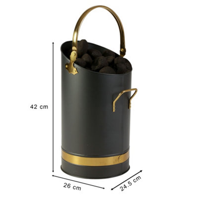 Vintage Style Black Fireplace Storage Fireside Kindling Coal & Log Bucket - 5