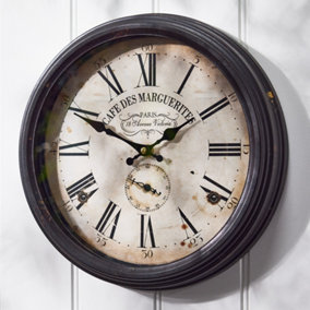 Vintage Style Black Iron Analogue Roman Wall Clock Kitchen Hallway Living Room Decorative Clock