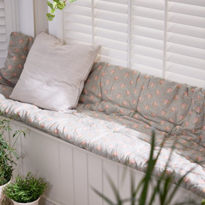 Vintage Style Blue Floral Indoor Outdoor Garden Furniture Bench Pad