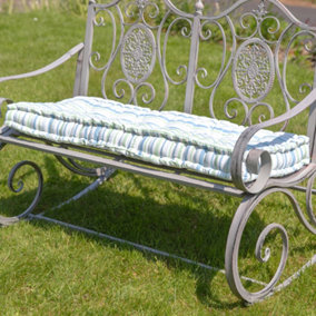 Vintage Style Blue Striped Outdoor Garden Furniture Bench Cushion