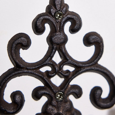 Vintage Style Brown Fleur De Lys Iron Scrolled Bathroom Toilet Paper Tissue Holder Wall Mounted Toilet Roll Holder - 4