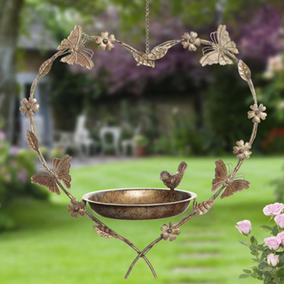 Vintage Style Butterfly Hanging Heart Outdoor Garden Decor Bird Feeder