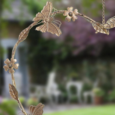 Vintage Style Butterfly Hanging Heart Outdoor Garden Decor Bird Feeder
