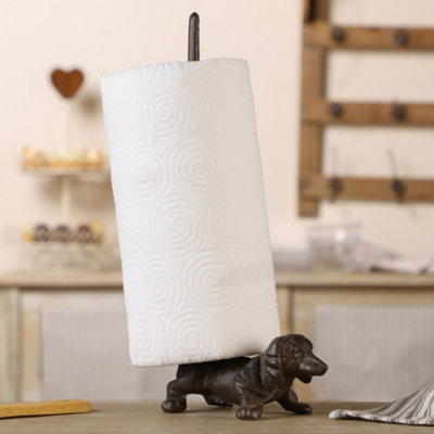 Vintage Style Cast Iron Dachshund Kitchen Roll Holder Gift Idea