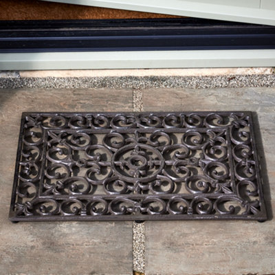 thumbnail image 2 of Dark Brown Cast Iron Boot Scraper & Doormat - Heavy Duty Outdoor Shoe Cleaner With Boot Puller 2 of 10