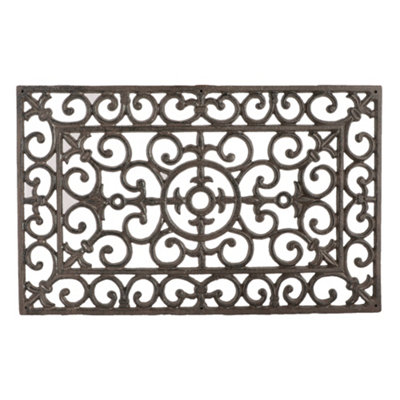 Vintage Style Cast Iron Outdoor Garden Ornate Scrolled Bristle Boot Brush Doormat Shoe Scraper Decoration