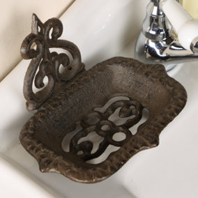 Vintage Style Cast Iron Soap Dish Bathroom Kitchen Sink Soap Holder Fleur De Lys Victorian Style Decor