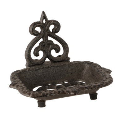 Vintage Style Cast Iron Soap Dish Bathroom Kitchen Sink Soap Holder Fleur De Lys Victorian Style Decor