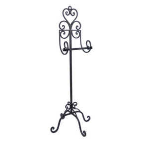 Vintage Style Cast Iron Toilet Roll Holder Ornate Scrolled Antique Brown Freestanding Toilet Paper Dispenser Tissue Stand