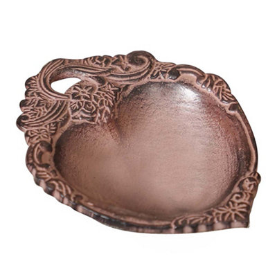 Vintage Style Cast Iron Trinket Dish Brown Love Heart Ring Earring Cufflink Key Dish with Baroque Edge