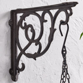 Vintage Style Cast Iron Wall Bracket Outdoor Basket Hanger Garden Hanging Basket Bracket
